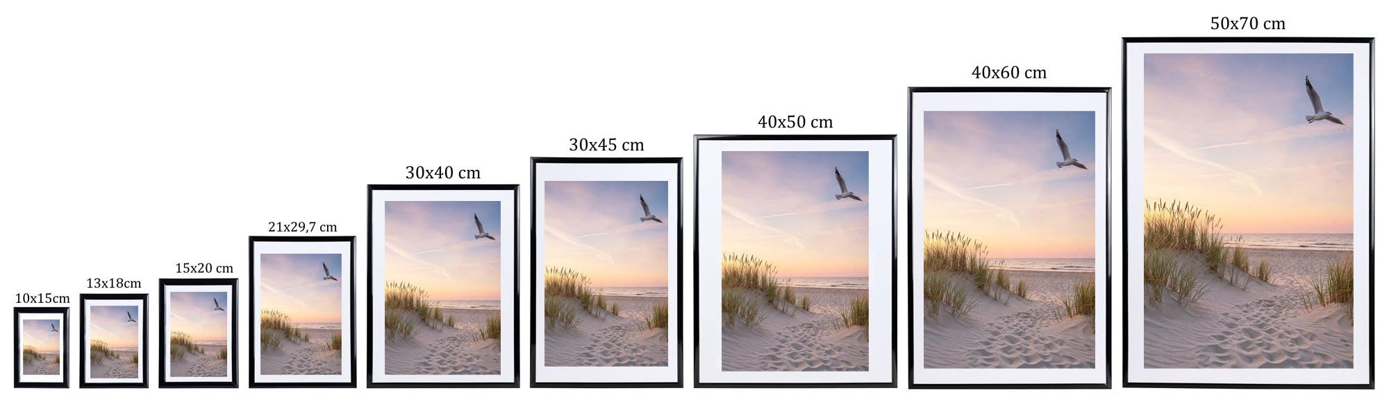 IDEAL TREND 3er 5er 10er Set Bilderrahmen Fotorahmen aus Kunststoff Bilder Foto Posterrahmen Collage AC-6 Wanddeko: Farbe: 10er Pack Schwarz | Format: 30x45