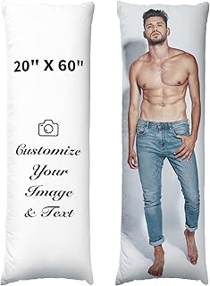 Easycosy Custom Pillow with Picture Customized Photo Long Body Pillowcase, Personalized Throw Pillow Cover, Valentines Anniversary Love Keepsake Gifts Two-Sides Design(20"x60")-No Filling