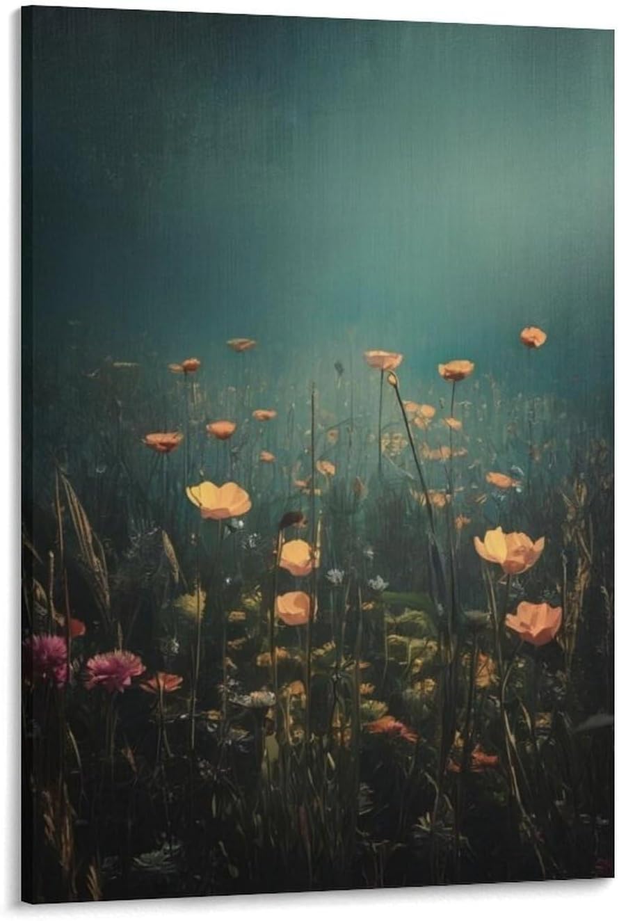 Amazon.com: Vintage Botanical Landscape Wildflower Field Canvas ...