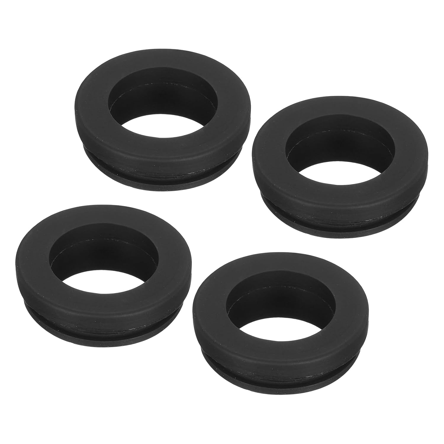 MECCANIXITY 4Pcs Snap Rubber Grommet Hole Plug Mount Dia 24mm ID 19mm H 10mm Narrow Groove Width 2.5mm Seal Anti-Scratch for Electrical Box Cable Pipe Black