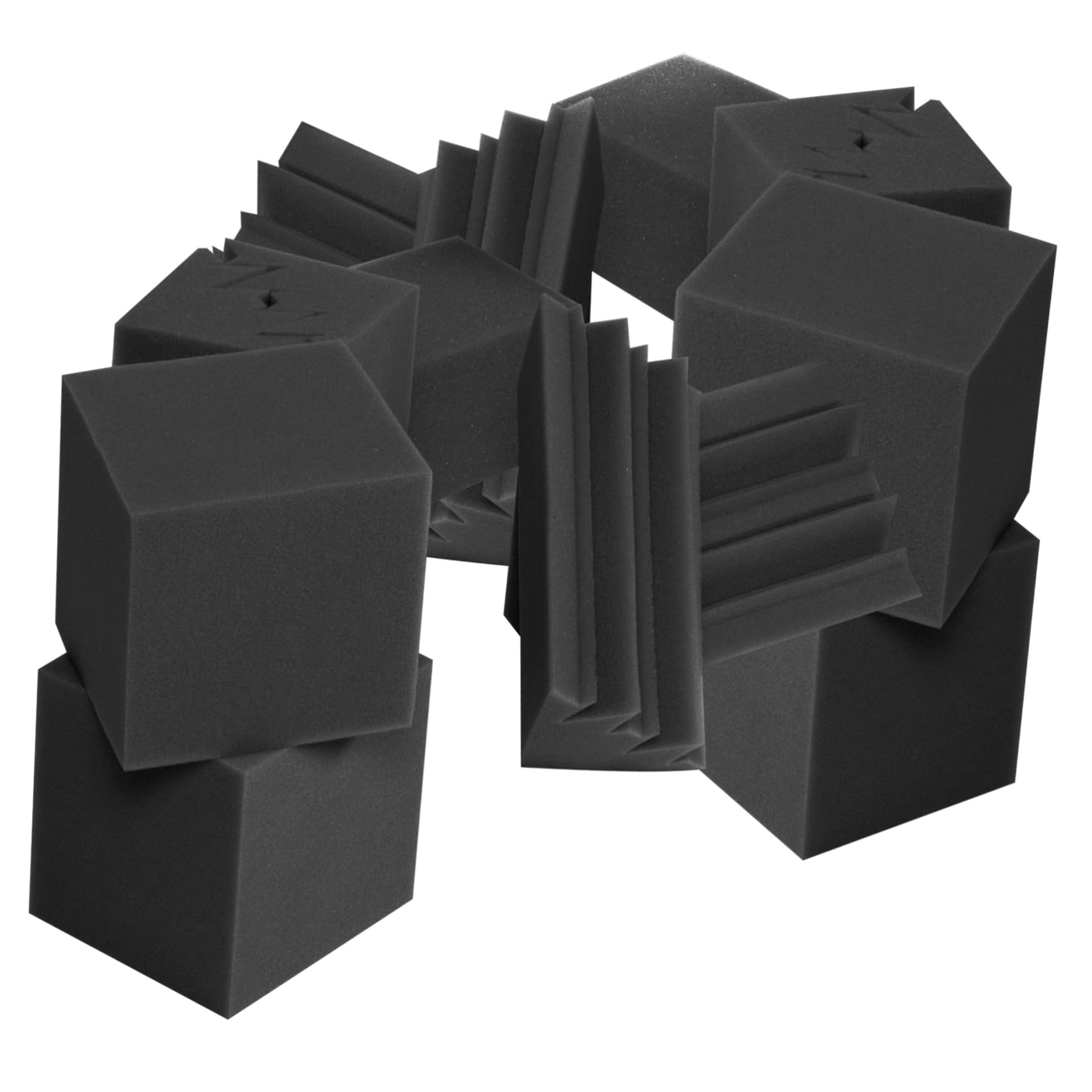 Bass Traps Angolari 16 Pezzi, Assorbimento Basso, Nero | Sponge Piramide e Cubo, Ritardo Fiamma, Sale Cinema e Ktv, Finitura Estetica