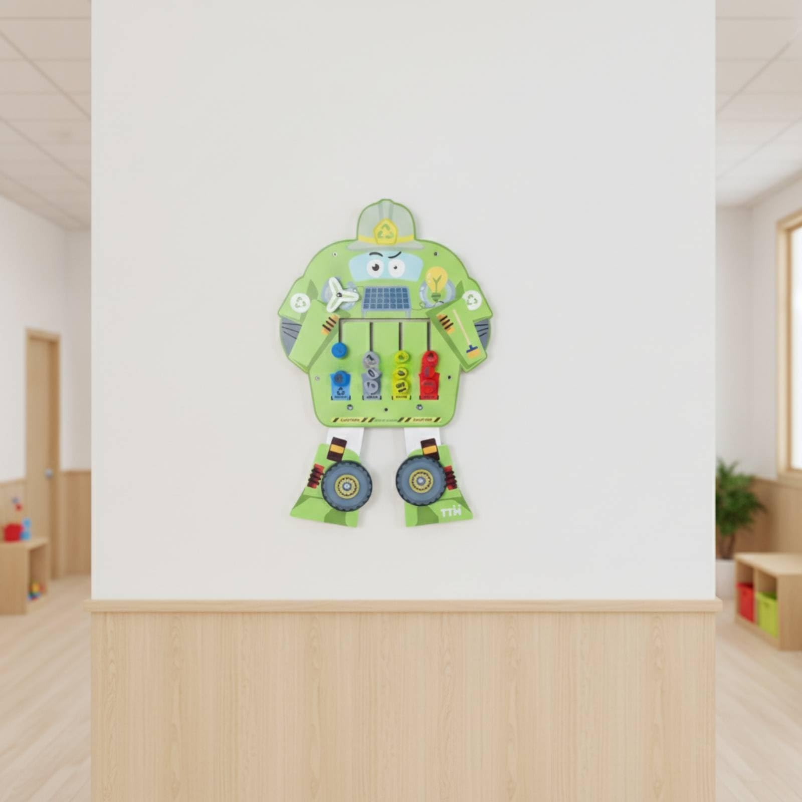 Gralara Pannello Attività a Forma di Camion Interattivo Lavagna Sensoriale Sicuro Giocattolo per Bambini, Asilo Nido, Sala D'attesa