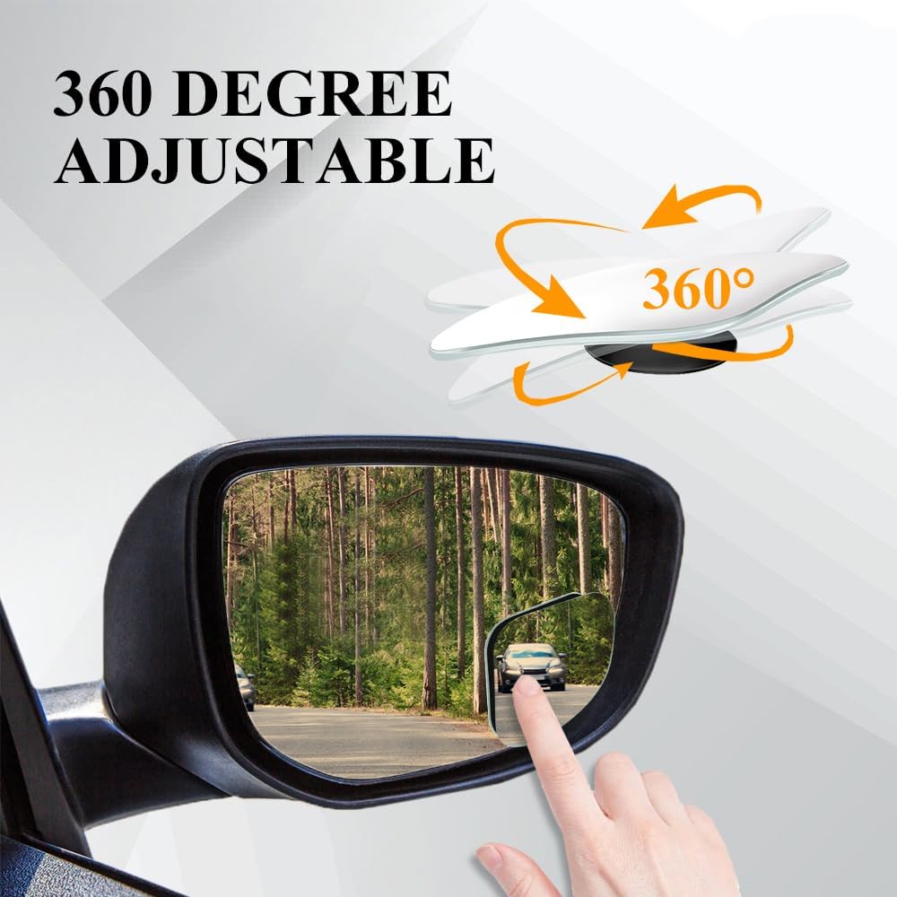 2PCS Blind Spot Mirror, HD Glass Frameless Convex Rear View Mirrors, Rear View Mirror with Wide Angle Stick, Blind Spot Mirror for Automotive Accessories for Car (Sector, 2PCS)