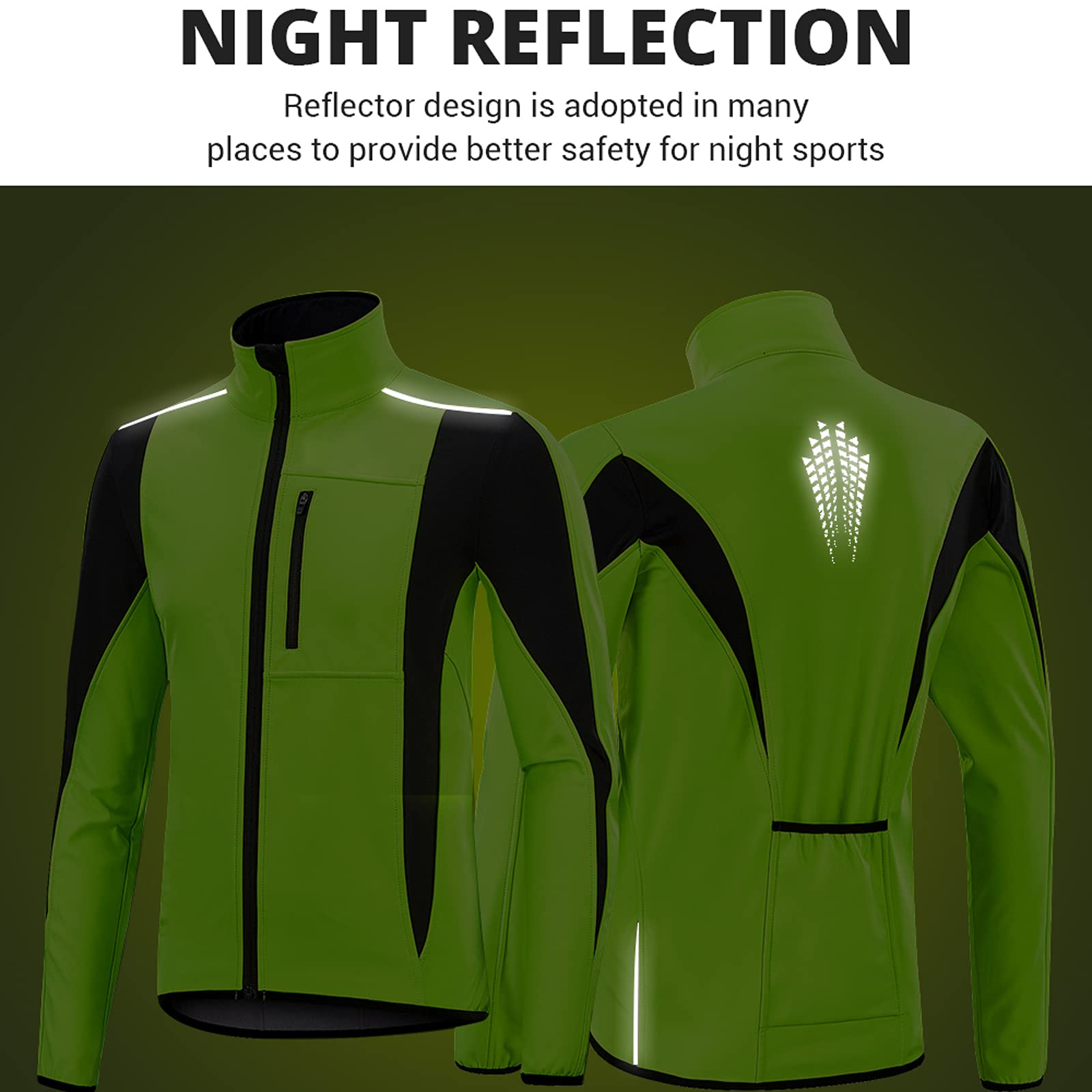 DZQUY Giacca da Equitazione Giacca da Moto Impermeabile Antivento Fleece Fleece Long Jersey Giacca da Ciclismo Adatto per Viaggiare in Bicicletta in Esecuzione,Verde,XXL
