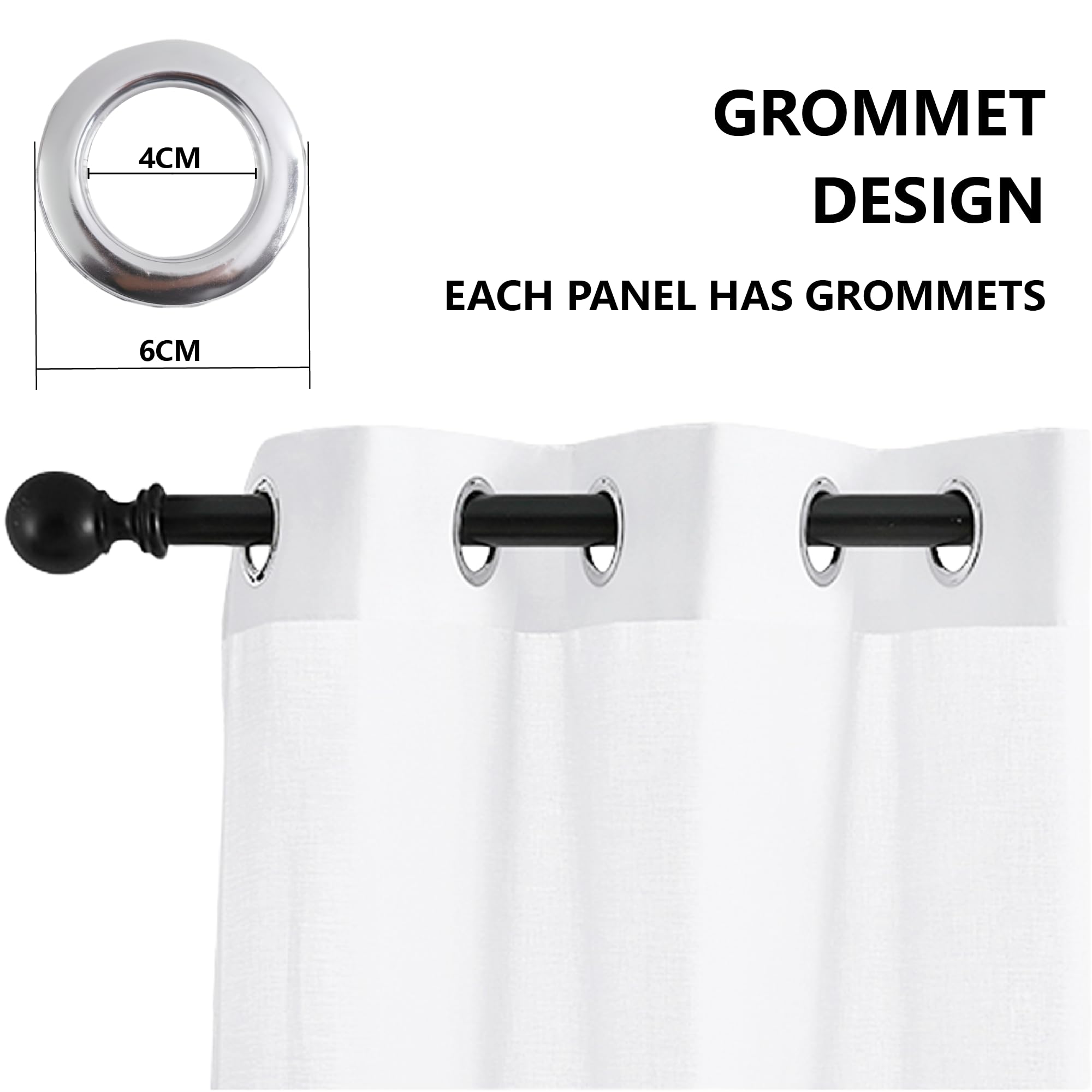 XIAOMEI Vorhänge Halbtransparent mit Ösen 240 x 340 cm Voile Polyester Transparent Transparente Voile Vorhänge mit Ösen für Wohnzimmer Schlafzimmer Mädchen Jugend Curtains, Weiß