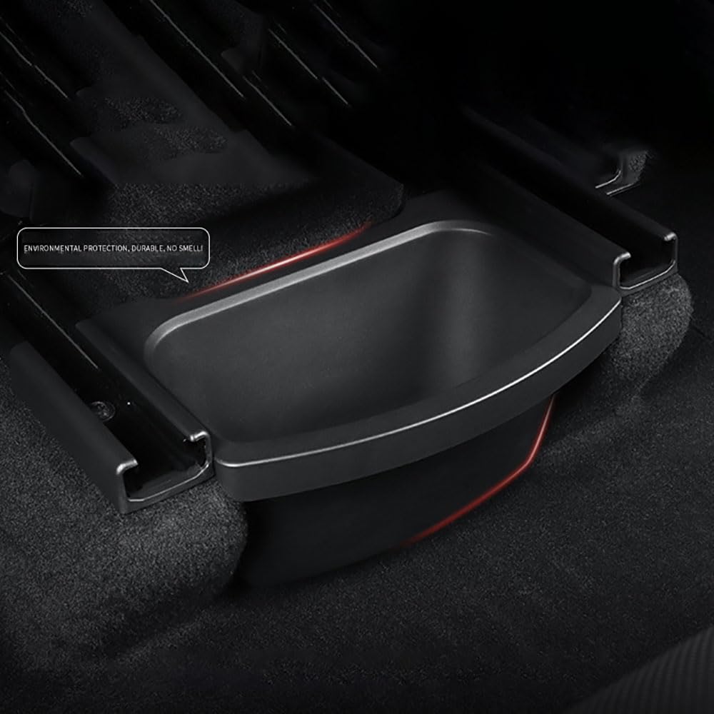 STAMOO For Tesla Model Y Juniper 2025 Rear Seat Storage Box Organizer Center Console Bins Backseat Trash Can Garbage Bag Under Seat Tray Accessories