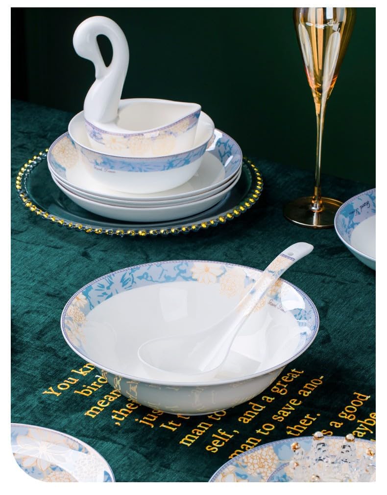 60-Elementowy Zestaw Naczyń Z Porcelany Kostnej, Miska Na Jedzenie, Talerze Do Sushi, Talerze Do Ramenu, Zestaw Obiadowy, Przybory Kuchenne