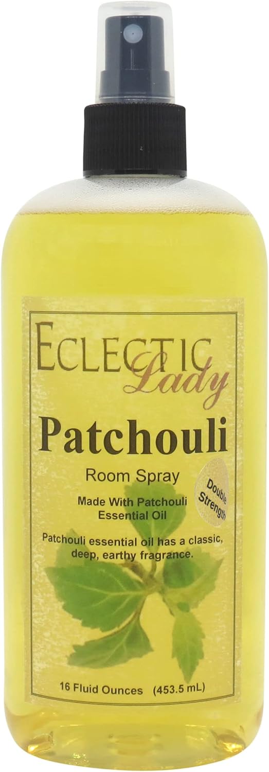 Patchouli Room Spray (Double Strength), 16 Ounces, No Artificial Colors, Parabens, or Preservatives - Fragrant Aromatic Room Mist For Home, Room, Office, Made With Essential Oils
