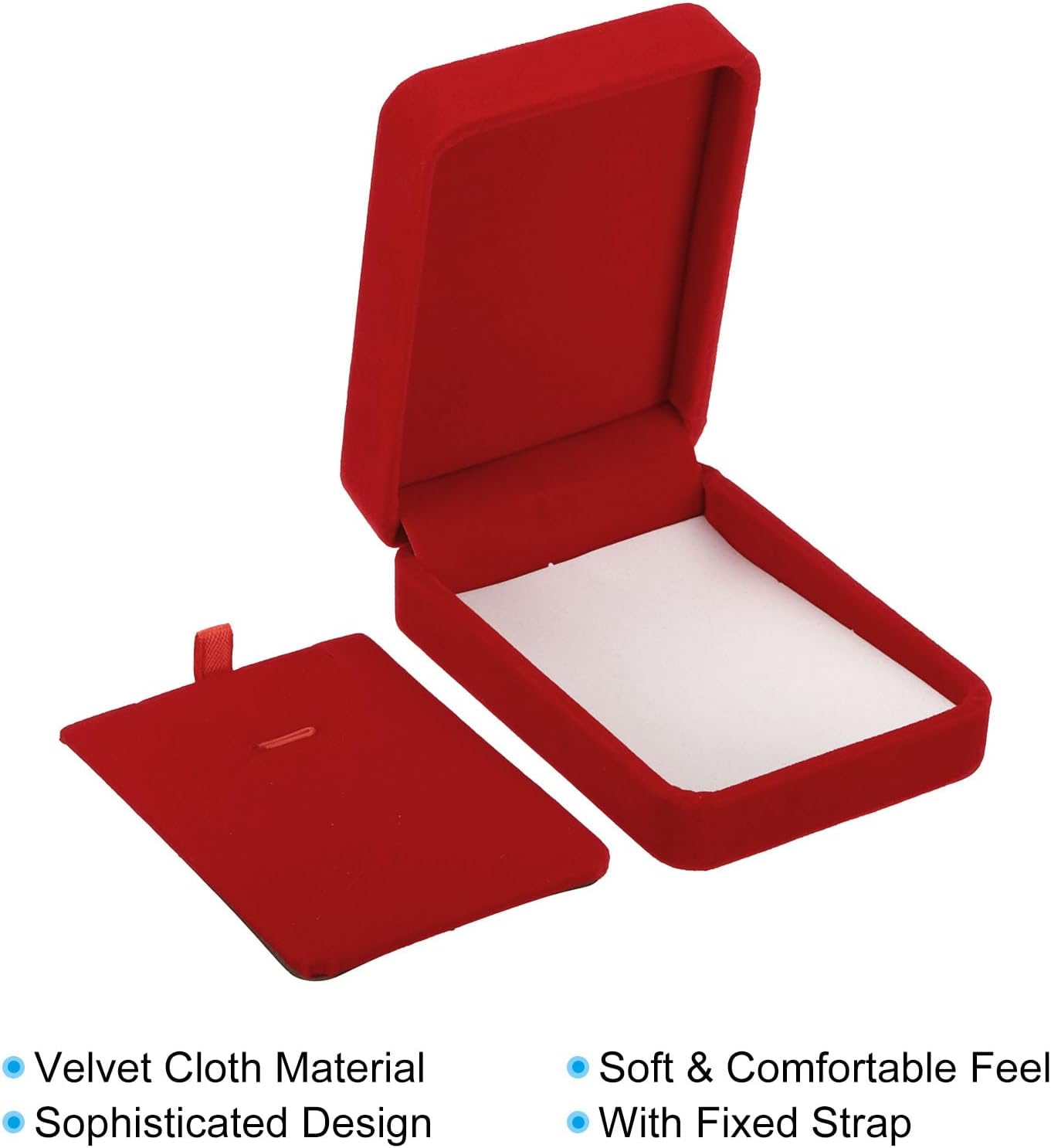 PATIKIL Velvet Necklace Box, Single Slot Vintage Jewelry Holder for Wedding Engagement Proposal Ceremony Anniversary Style 2, Red