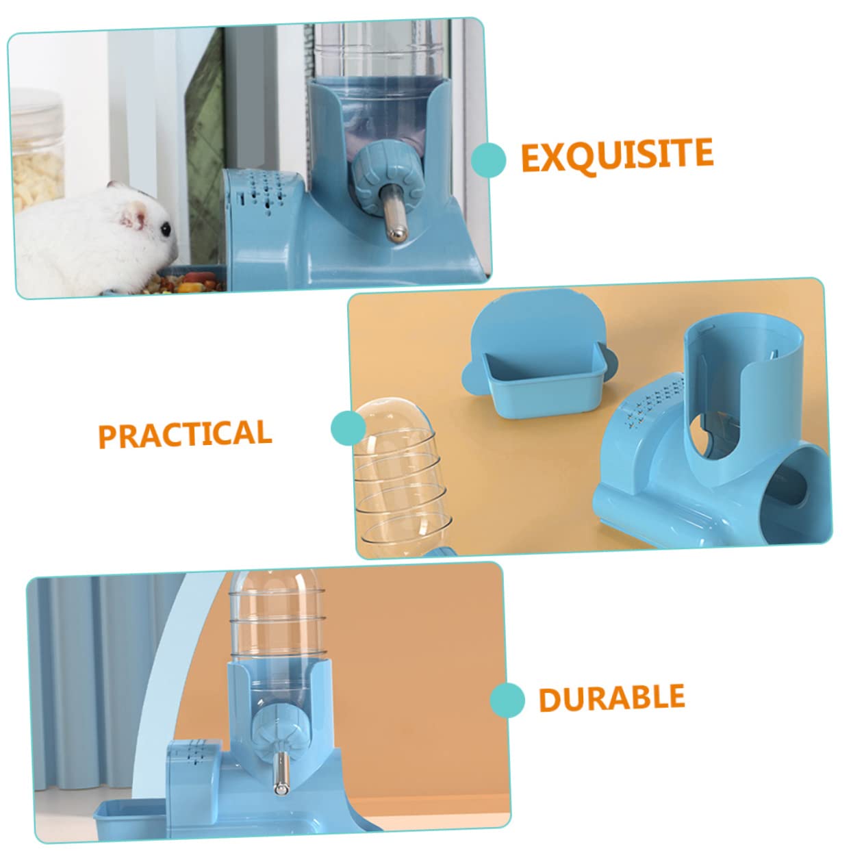 DOITOOL 2piezas Bebedero para Hámster y Roedores Diseño Vertical Antigoteo Multifuncional Botella Transparente Soporte para Agua y Comida para Animales Pequeños Sin Instalación Fácil