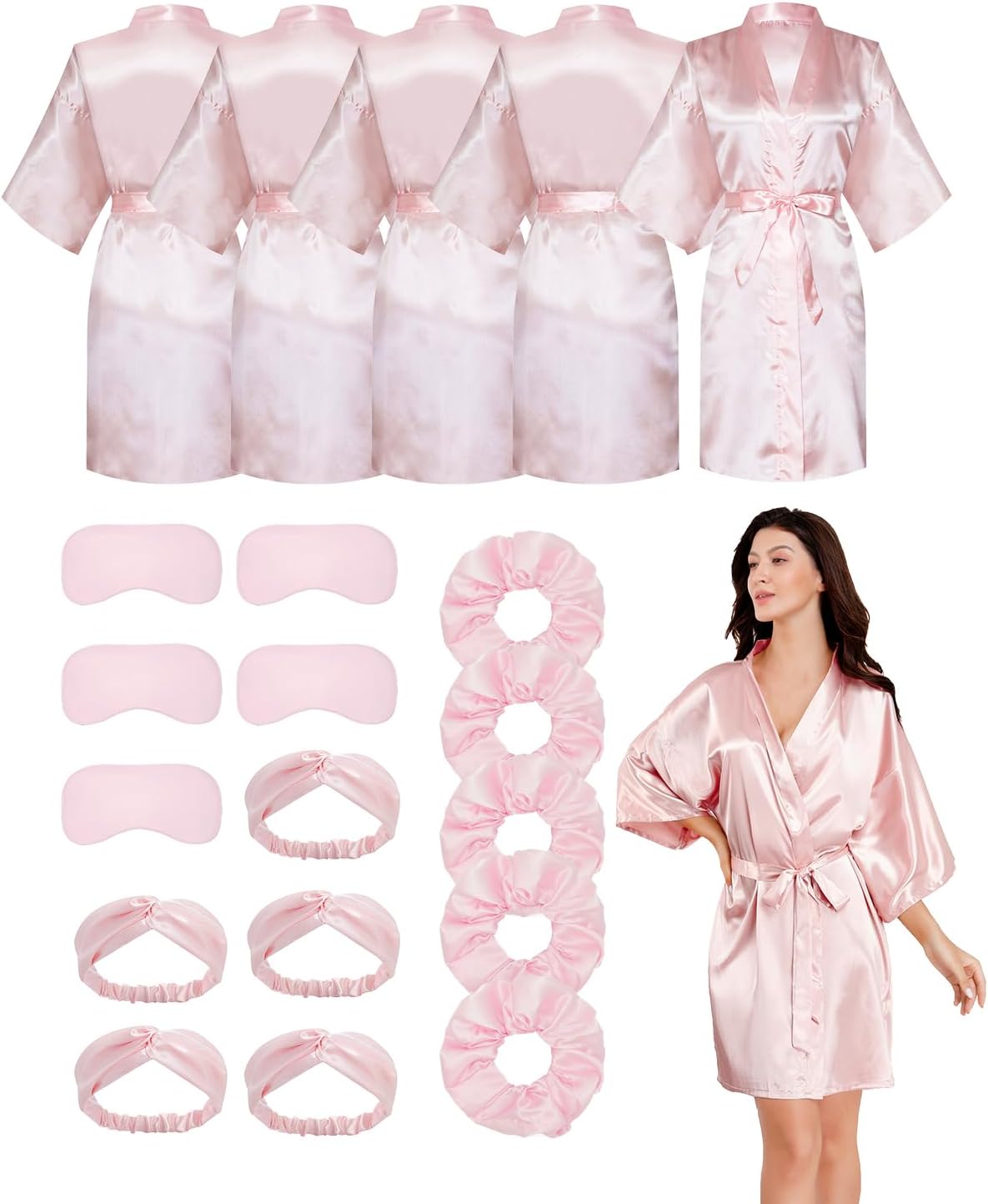 20 Pcs Women Satin Silky Robe Wedding Bridal Party Bride Bridesmaid Robes Kimono Loungewear Dressing Gowns