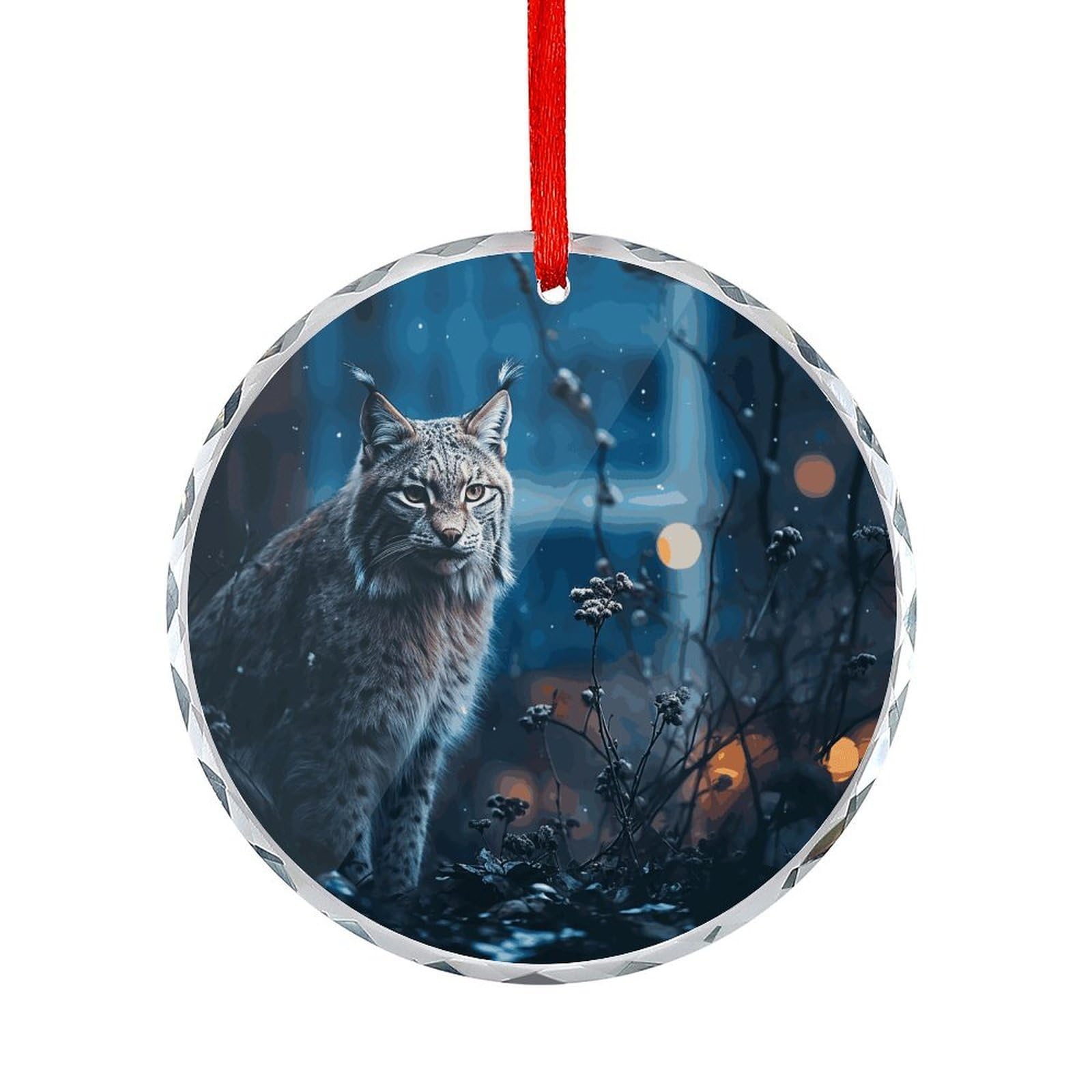 Fodpand Women's Style Lynx Round Glass Ornament Keepsake Gift Exchange Ideas Car Decor,Christmas Ornaments For Tree Window Garden Ornaments