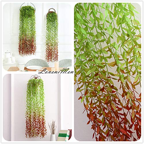 Artificial Hanging Vines, 10 Pack Fake Ivy Weeping Willow Greenery Leaves Plastic Plants Faux Garland Vine Uv Resistant For Indoor Outdoor Garden Door Wall Baskets Wedding Party Decoration - Red #TOP7