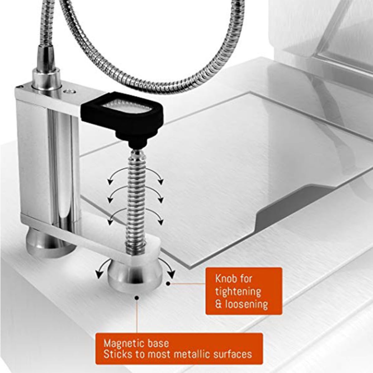 Lampada Argento in Lega di Alluminio LED Barbecue Flessibile | Base Magnetica, Leggera e Resistente al Calore, per Uso Esterno, Illuminazione Pratica