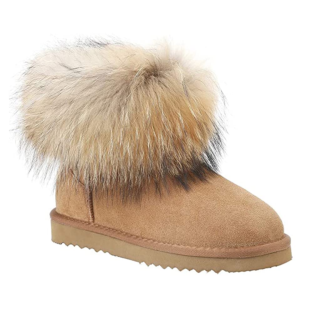Veilante Damen Schneestiefel wasserdichte Leder Winterstiefel rutschfeste warme gefütterte Winterboots