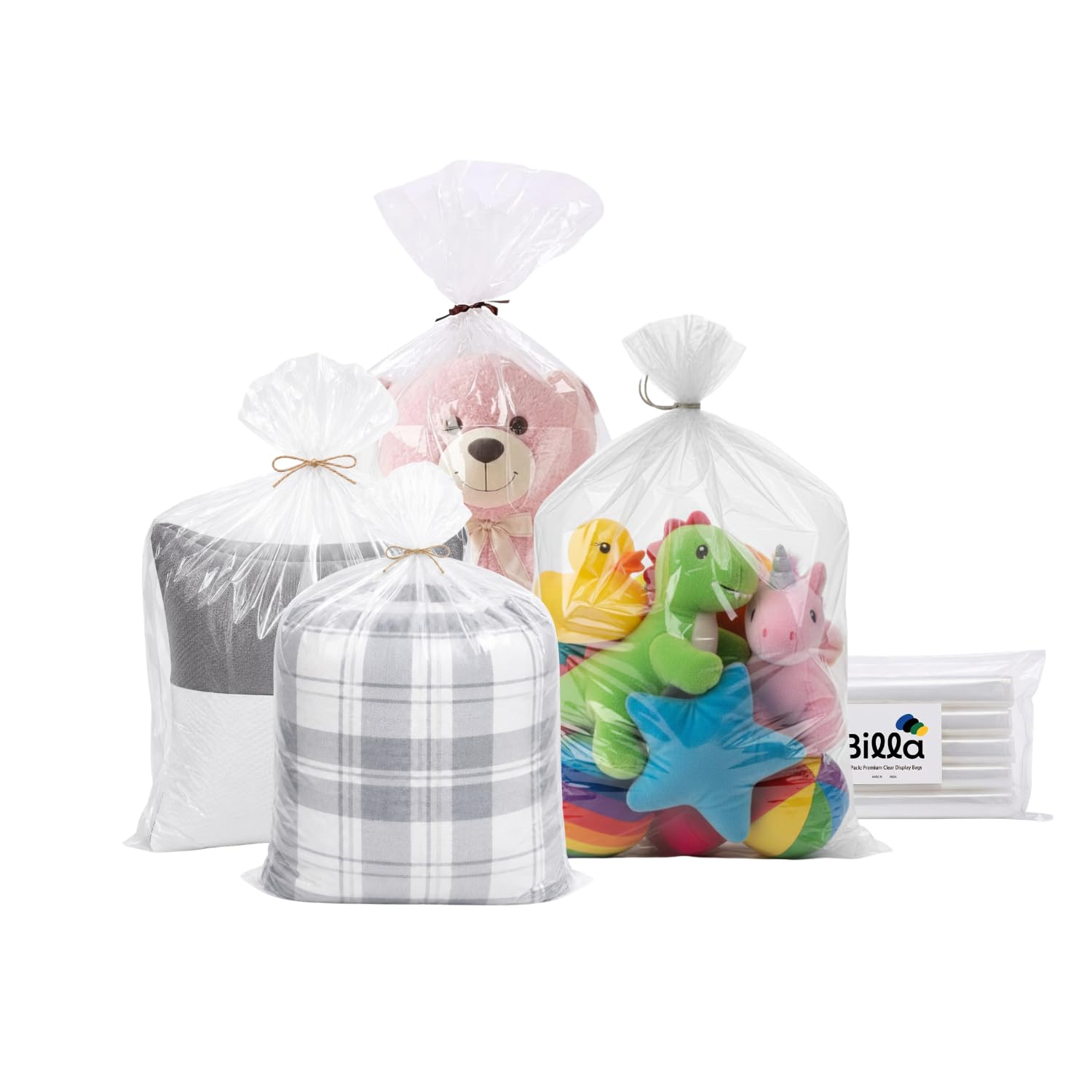 BILLA 10 Big Large Plastic Storage Bags 24" x 40" LDPE Polythene Packing Covers Waterproof Dustproof Bags for Blankets, Soft Toys, Sarees, Pillows, Bedsheets, Clothes, Wardrobe Under Bed Storage-image-9