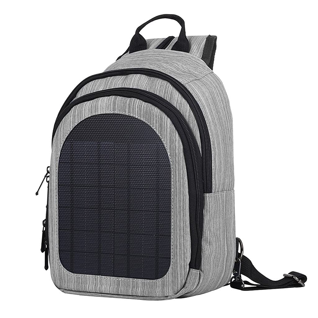 Zaino per laptop da lavoro, per attività all'aperto, impermeabile, con pannello di ricarica solare, grigio., Rucksack