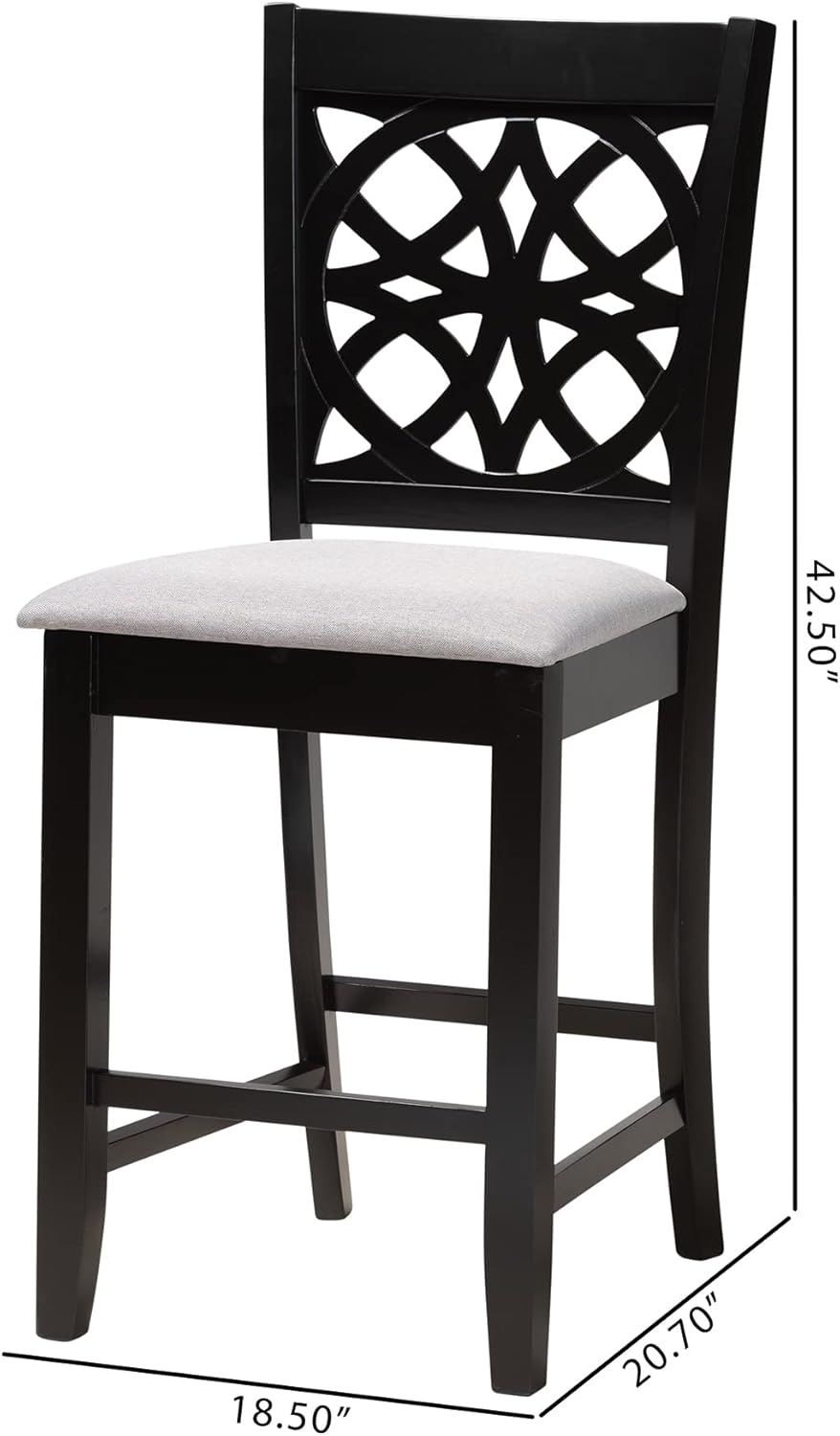 Baxton Studio Abigail Counter Stools, Set of 2, Grey/Dark Brown