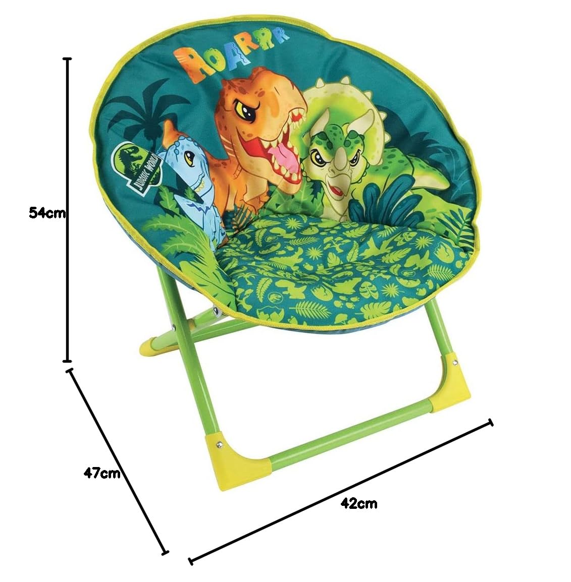 Fun House 713260 Jurassic World Dinosaurier-Sitz, faltbar, für Kinder, 47 x 54 x 42 cm, Grün