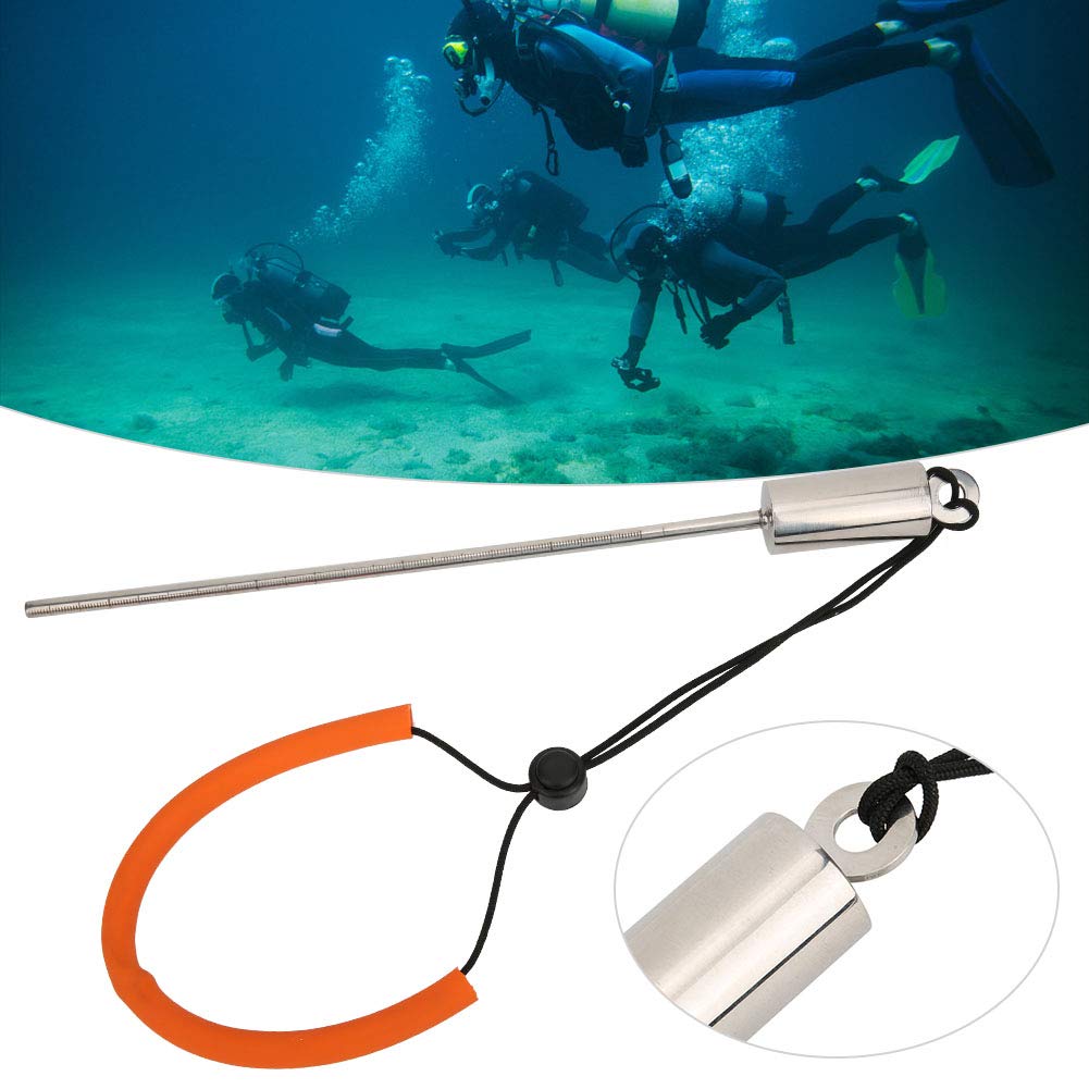 Scuba Diving Stick, 11Inch Aluminium Alloy Lobster Tickle Stick Pointer Rod with Measurement, Adjustable Lanyard and SwivelSnap Boltfor Underwater Shaker Noise Maker Snorkeling