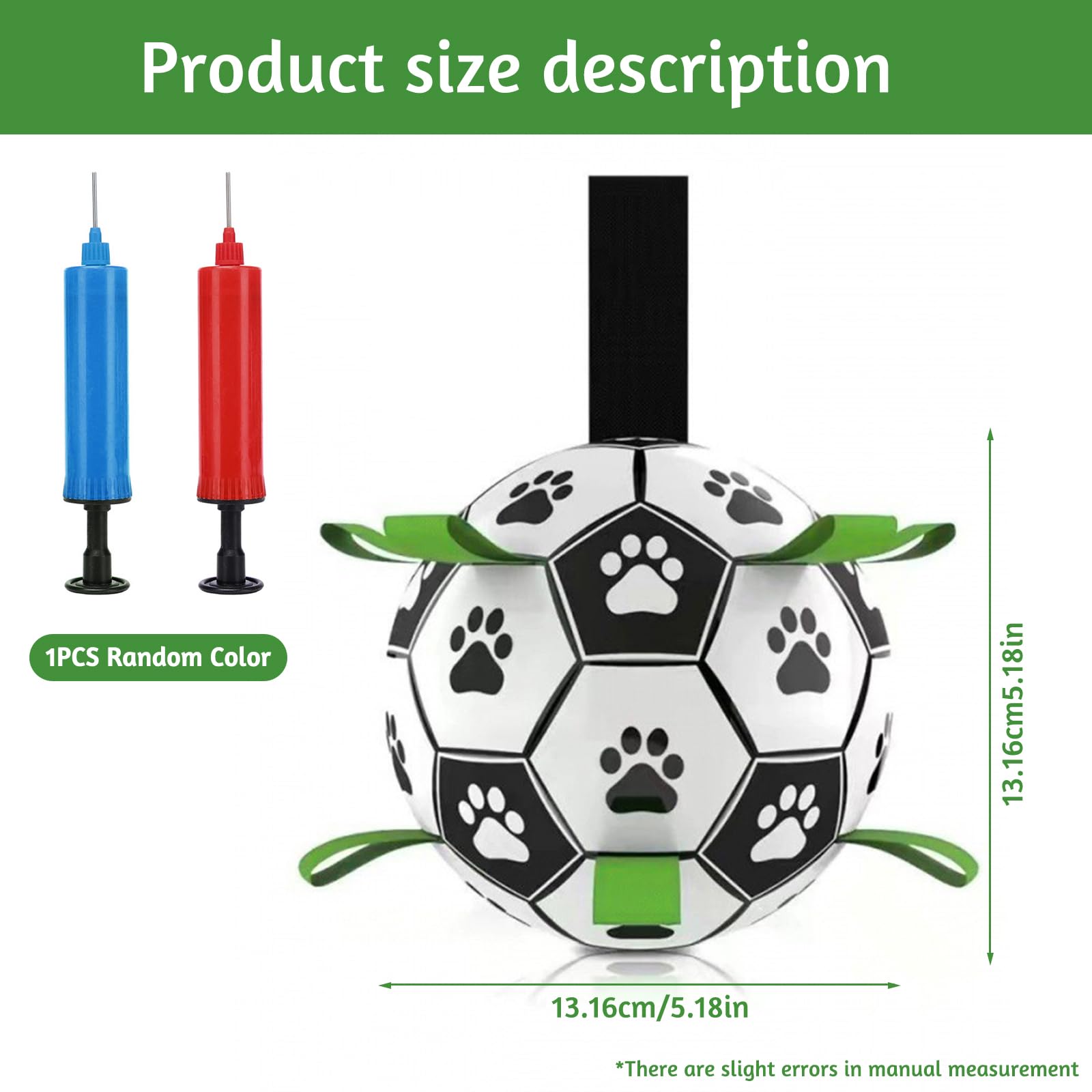 YHSKJCD Dog Football Ball and Tug Toys for Small & Medium Dogs - Interactive Water Toys with Grab Tabs, white,black,green, 15cm/6in - Image 2
