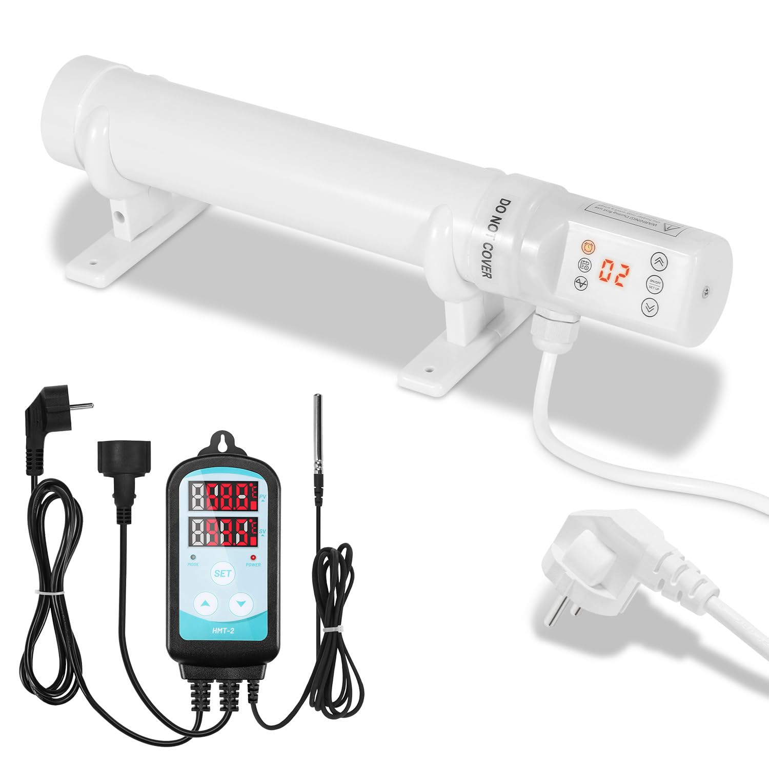 Riscaldamento a serra, 60 W, con timer termostatico, calendario e funzione ciclo, 34 cm, serra per piante, casetta da giardino, serre