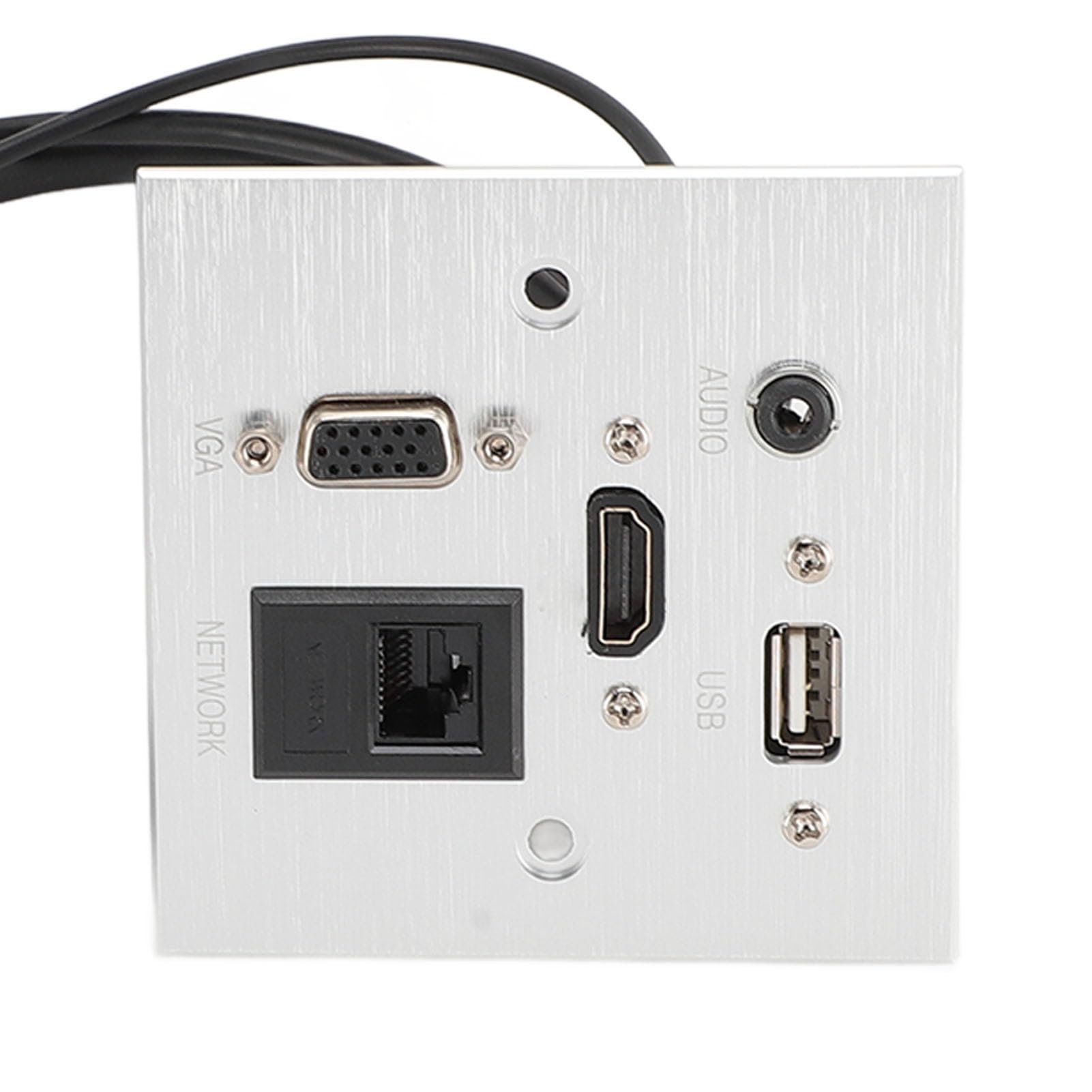Plaque Murale de Prise Multimédia, Prise Murale avec 5 Interfaces, Dont USB, Interface Multimédia HD, VGA, Son 3,5 Mm, Réseau RJ45, Alliage D'aluminium