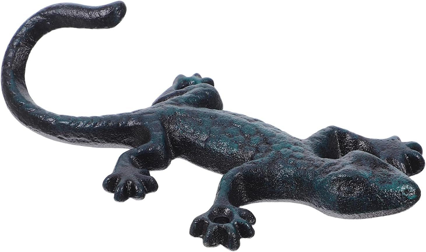 LALAFINA Cast Iron Gecko Wall Hook with Screws and Expansion Tubes, Rustic Iron Art Wall-Mounted Hook for Indoor and Outdoor Garden, Coat, Bag, and Towel Hanging