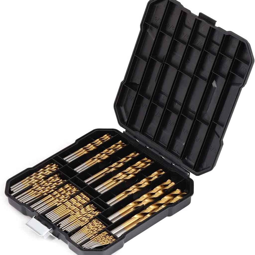 Juego de Brocas de Titanio de 99 Piezas para Acero, Madera, plástico, Metal, Cobre, aleación de Aluminio con Estuche de Almacenamiento (Color : A, Tamaño : 99 Pcs) (A 99 Pcs)