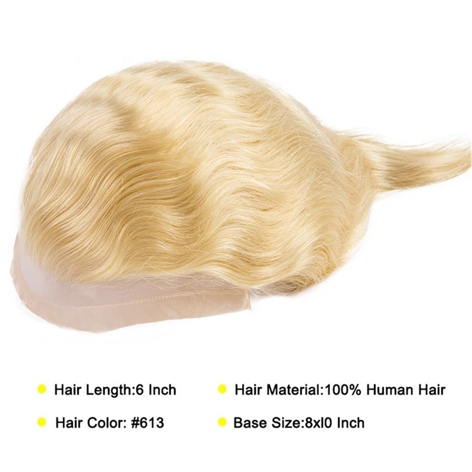 Stylizacja męska peruka z koronką z przodu, mono-koronka, 613# blond