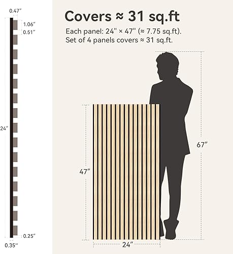 Miniatura 2 de Upick Paneles de pared acústicos de MDF que absorben el sonido, paquete de 4 paneles de pared de espuma a prueba de sonido de 48 x 24 pulgadas y