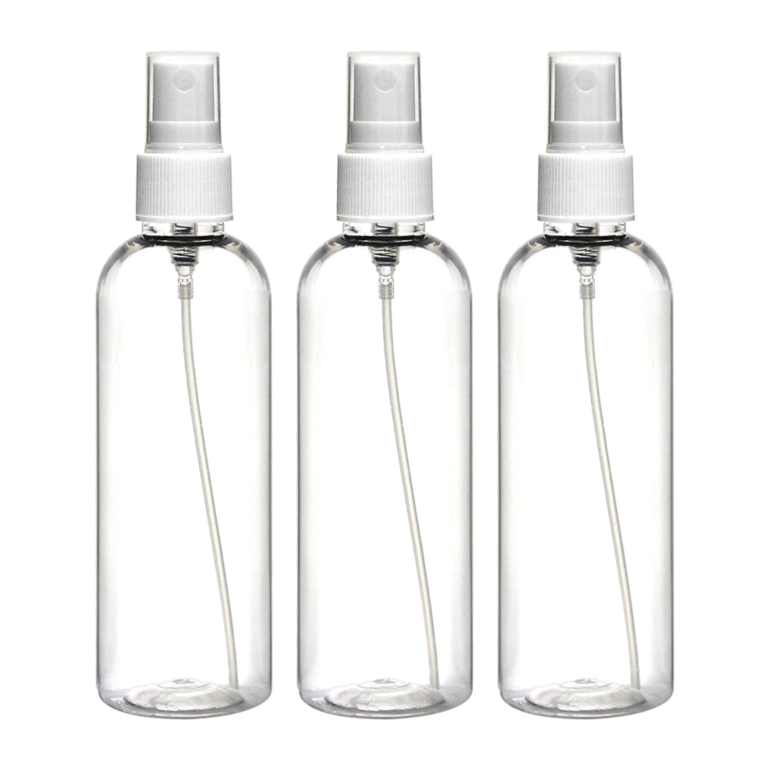 nsb herbals pack of 3-100 ml empty transparent pet bottles with fine mist spray pump - refillable reusable container for sanitizer, perfume, rose water, travel, home care, other diy beauty