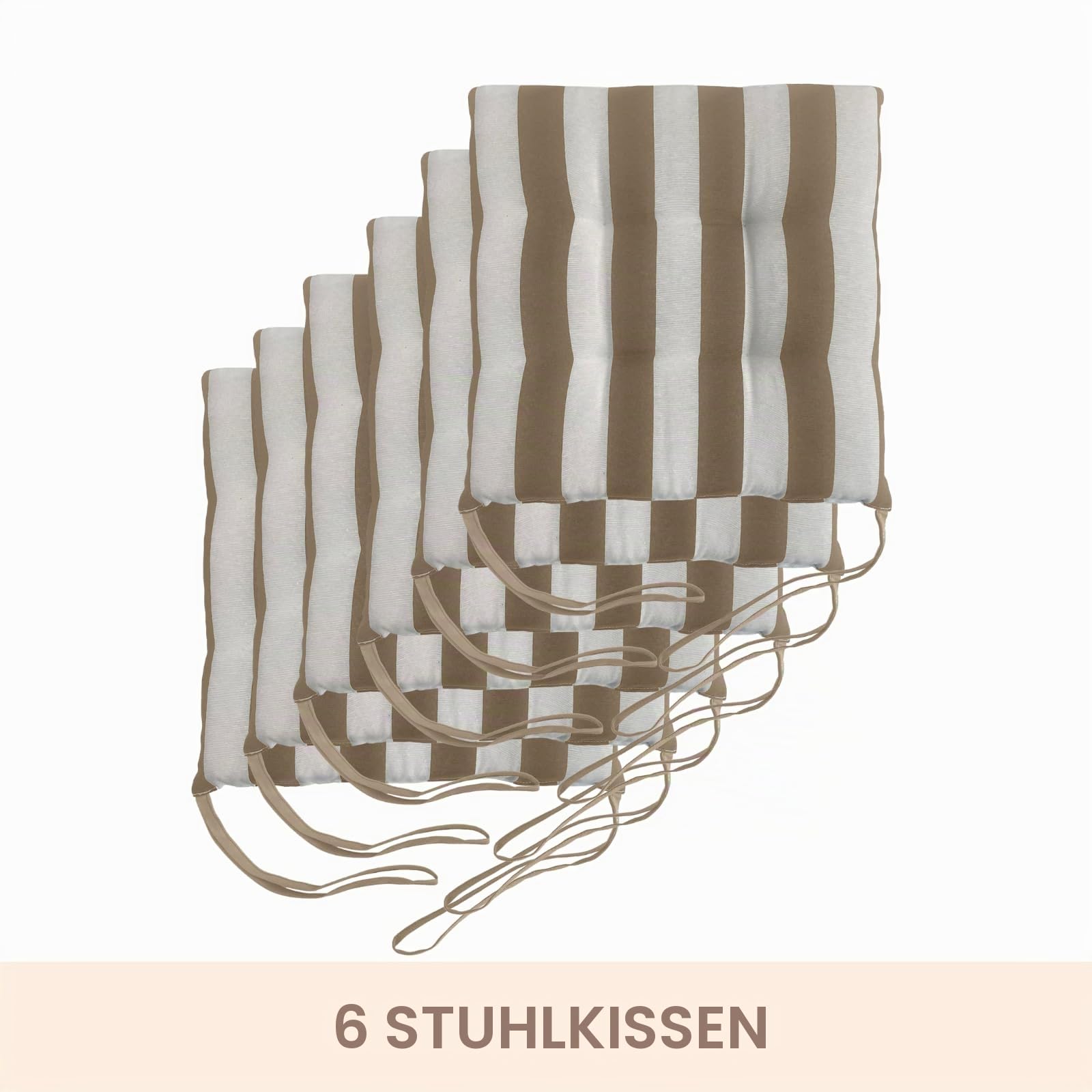 Il Tuo Artigiano Design Set mit 6 Kissen für Gartenstühle, hergestellt in Italien, Küchenstuhlkissen, 40 x 40 cm, Füllung aus Schaumstoff und weichem Acryl (weiß und beige)