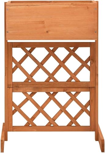 Miniatura 2 de Maceta de enrejado para jardín, color naranja, de 17.7 x 11.8 x 29.1 pulgadas, madera maciza, cama de jardín elevada, macetas al aire libre