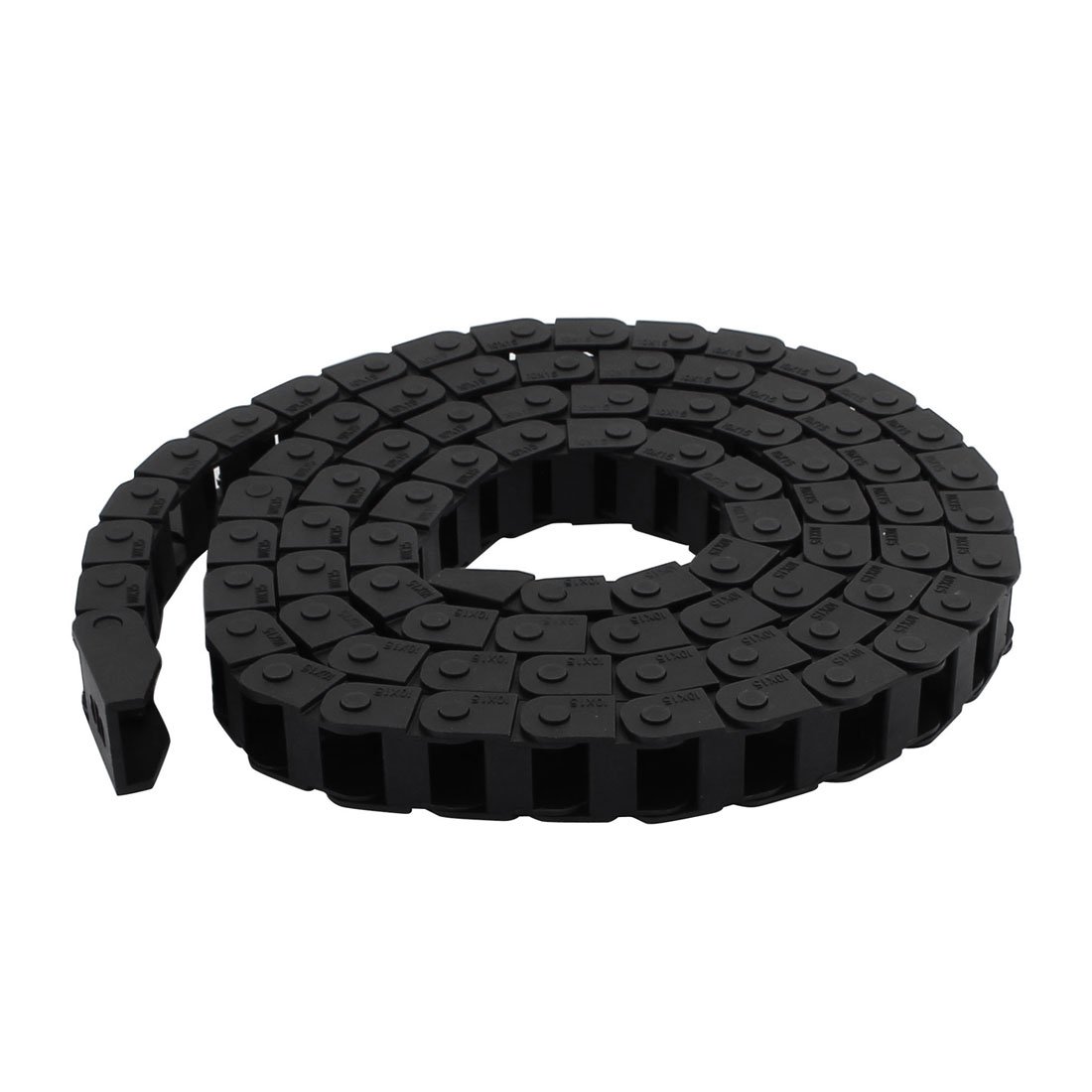Aexit 10mm x Electrical equipment 15mm Black Plastic Cable Drag Chain Wire Carrier 1.65M Length for CNC