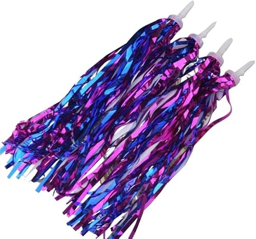 2 pares de empuñaduras de bicicleta de 12 pulgadas para niños, cinta de borla brillante, accesorios de bicicleta, manillar colorido, serpentinas,