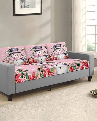 Miniatura 2 de Fundas de cojín para sofá de Navidad con diseño de muñeco de nieve, funda elástica para sofá con parte inferior elástica, fundas de sofá con diseño