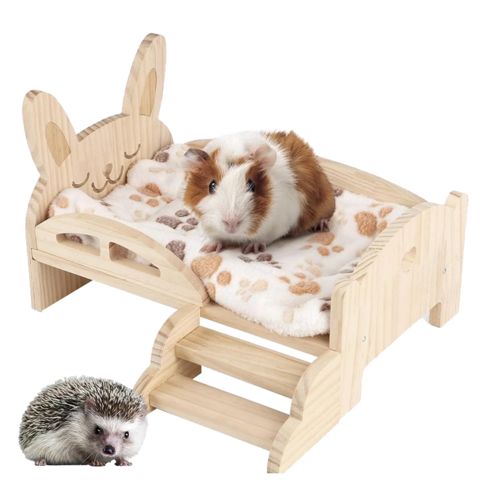 Lit pour hamster et nid de chinchilla en bois naturel avec cabane intégrée