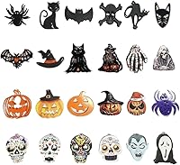 Vista 1 de 24 adornos de Halloween, decoración de árbol, araña negra, calavera, murciélago, bruja, calabaza, fantasma, adornos aterradores para árbol