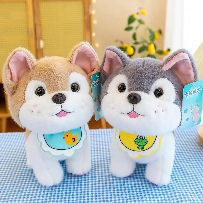 Image of Sibarian Husky Dog Plush Doll Realistic Soft Toy Pet Kawai Stuffed Animal Plushie Cute Toys Doll Birthday Gifts for Friends Kids Boys Girls Decorative 23cm