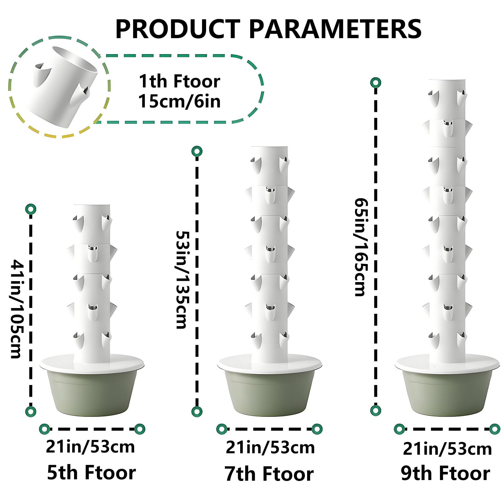 Kit de Cultivo Hidropónico con Trepador Torre Hidroponia Vertical Kit de Cultivo aeropónico con Bomba Hidratante para Hierbas Frutas y Verduras 9Layer