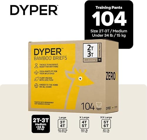 Miniatura 9 de DYPER Pantalones de entrenamiento para ir al baño para niñas y niños, ingredientes honestos, día y durante la noche, hechos con materiales a base de