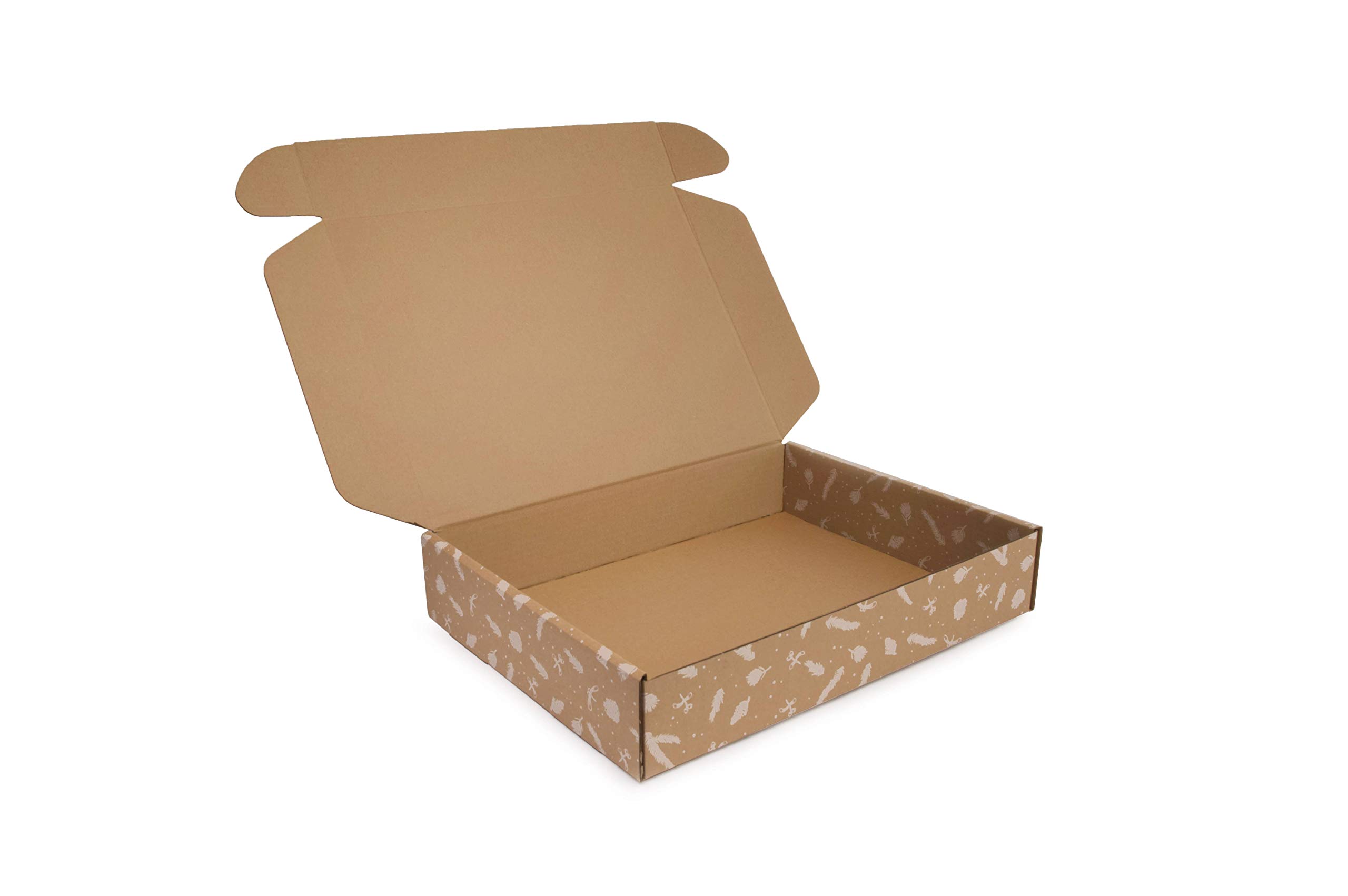 Caja de cartón impresa navideña, cartón marrón, tamaño 430x330x80 mm, embalaje fuerte, paquete, envío, regalo, vacaciones, impresión blanca navideña, regalo familiar, cartón de regalo duradero (30)