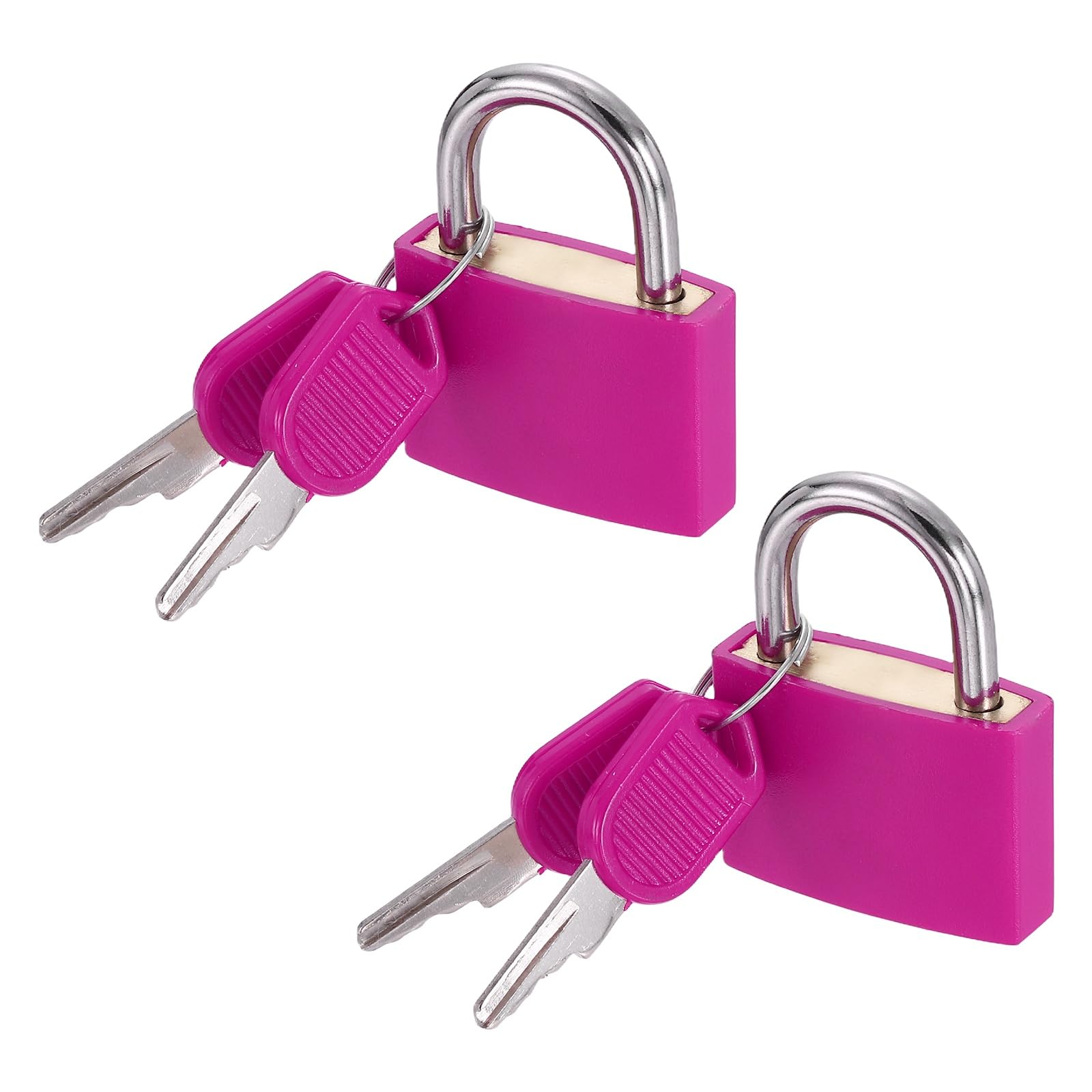 PATIKIL 32mm Small Locks with Keys 42mm Length, 2Pcs Suitcase Locks ABS Covered Solid Brass Anti Rust Waterproof Mini Luggage Padlock for Backpack Gym Locker Cabinet Boxes, Rose Red