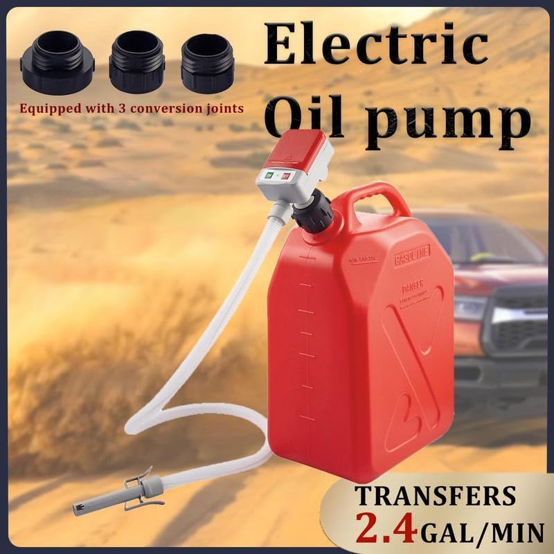 2025 Upgraded Portable Fuel Pump|Automatic Transfer with Auto-Stop.51" Hose|3 Tank Adapter|9.08L Per Min Fast and Safe Portable Gas Can Pump for Oil, Diesel,Gasoline