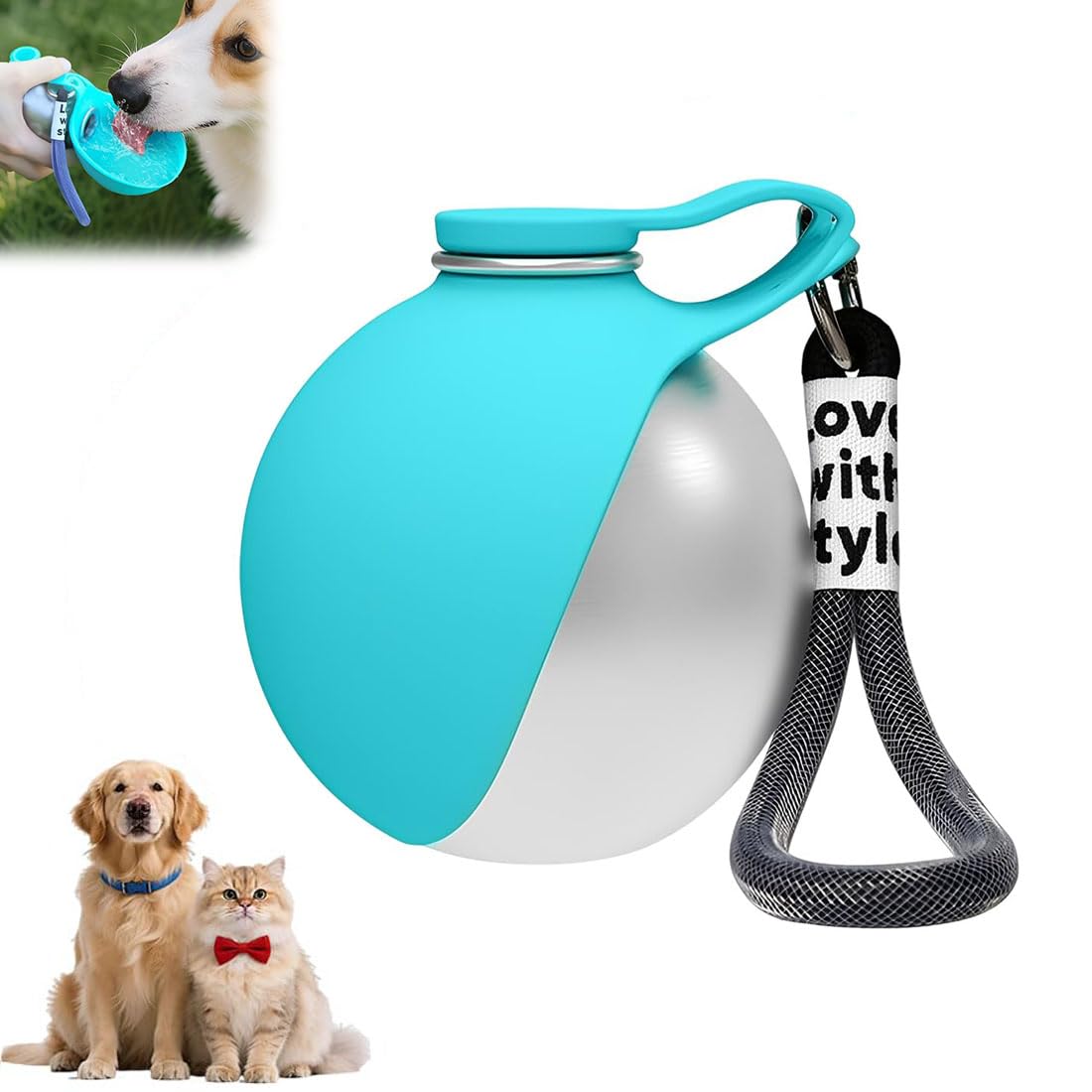 borraccia portatile per animali domestici 285ml acciaio inox anti perdite adatta per cani gatti e uscite all aperto
