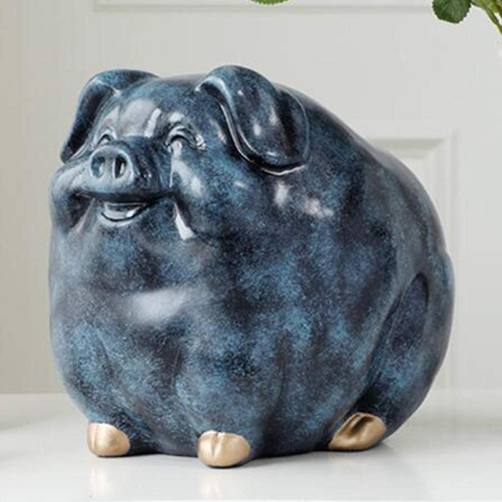 Amazon.co.jp: 彫刻 豚貯金箱ギフト樹脂動物像創造的な貯金箱彫刻像