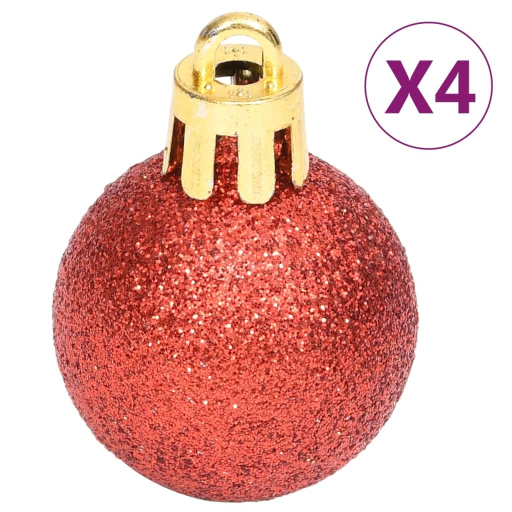 Juego de 70 bolas de Navidad de plástico, color dorado y rojo, diferentes tamaños y formas, incluye caja de almacenamiento para adornos de árbol de Navidad
