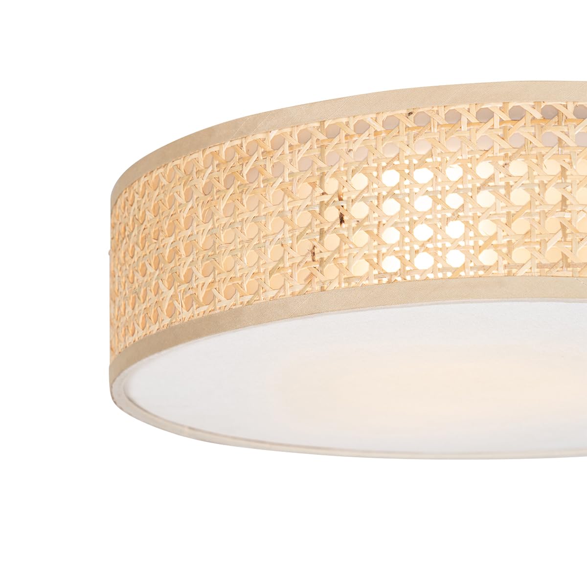 Qazqa Oriental Lámpara de techo oriental ratán 40 cm 3 luces - Tromma/Lino/Acero Redonda Adecuado para LED Max. 3 x 40 Watt