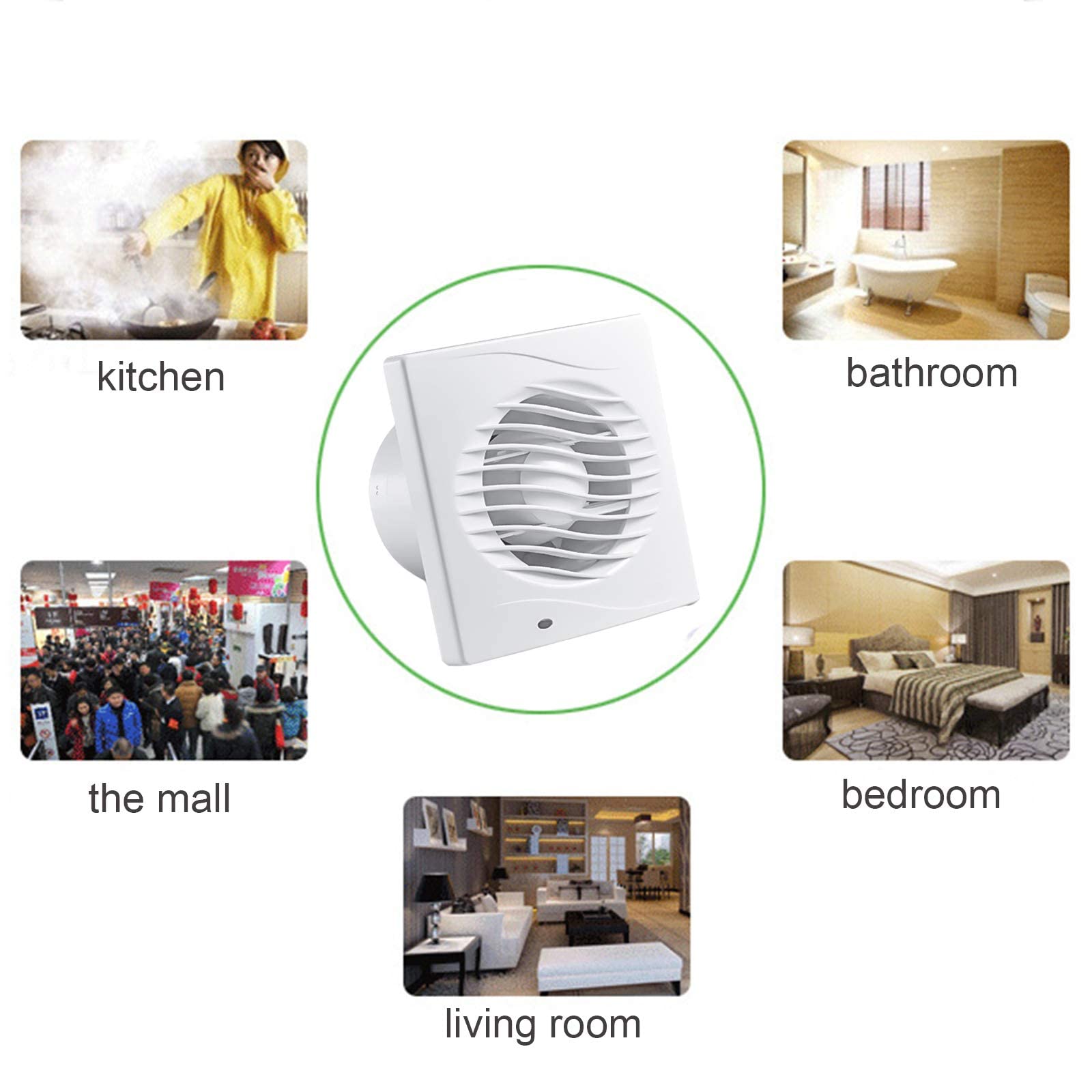 Aspiratore 150mm / 15Cm per Ufficio Bagno Soggiorno Basso consumo energetico 18W Funzionamento Silenzioso 35Db e Alta efficienza 320M3 / H